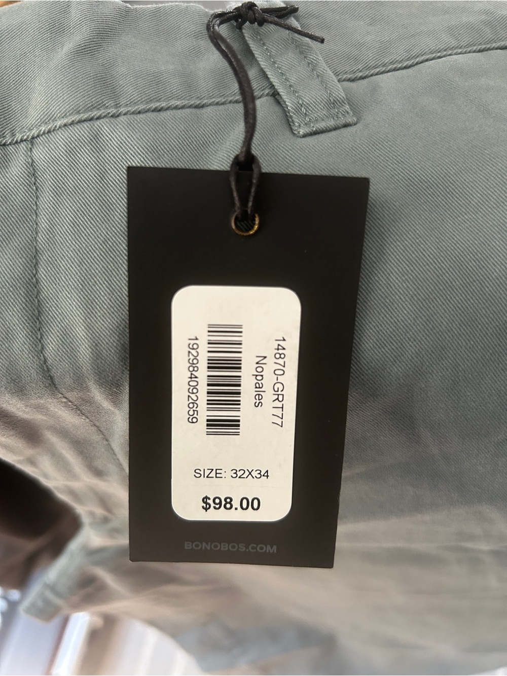 Bonobos Men's Gray/Light Green Stretch Washed Chinos - Picture 3 of 3